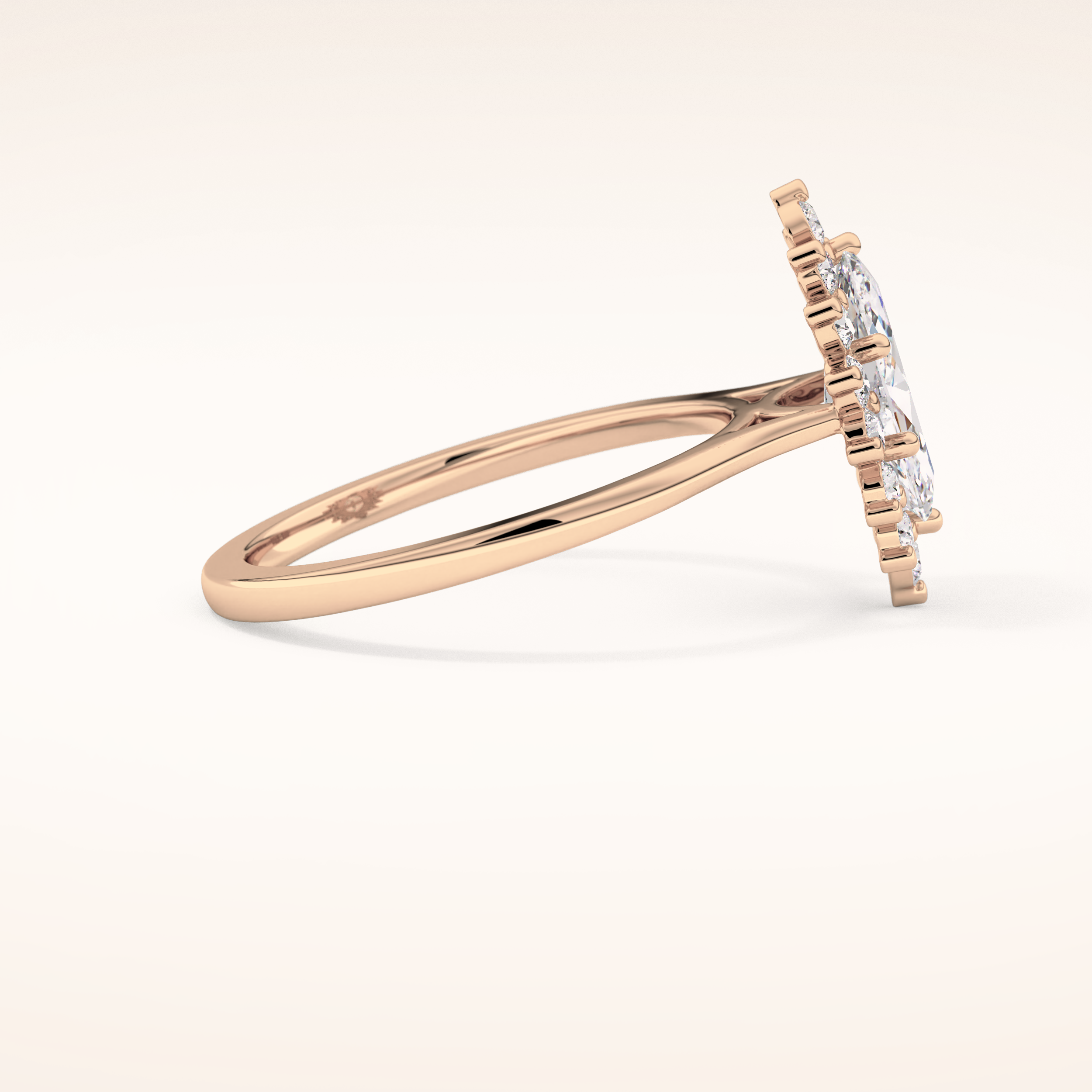 0.82 CT Marquise Shaped Halo Moissanite Engagement Ring