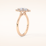 0.82 CT Marquise Shaped Halo Moissanite Engagement Ring