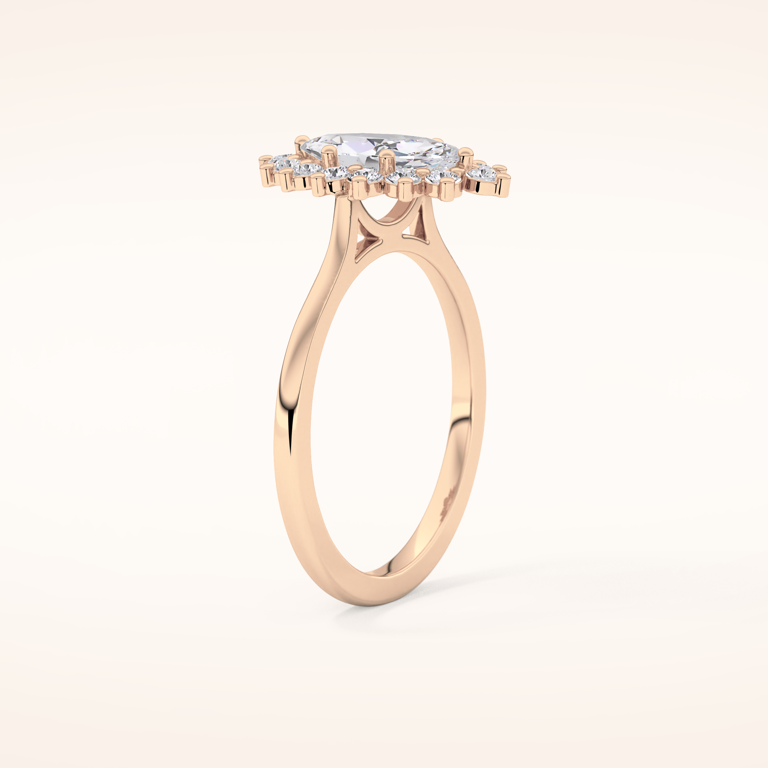 0.82 CT Marquise Shaped Halo Moissanite Engagement Ring