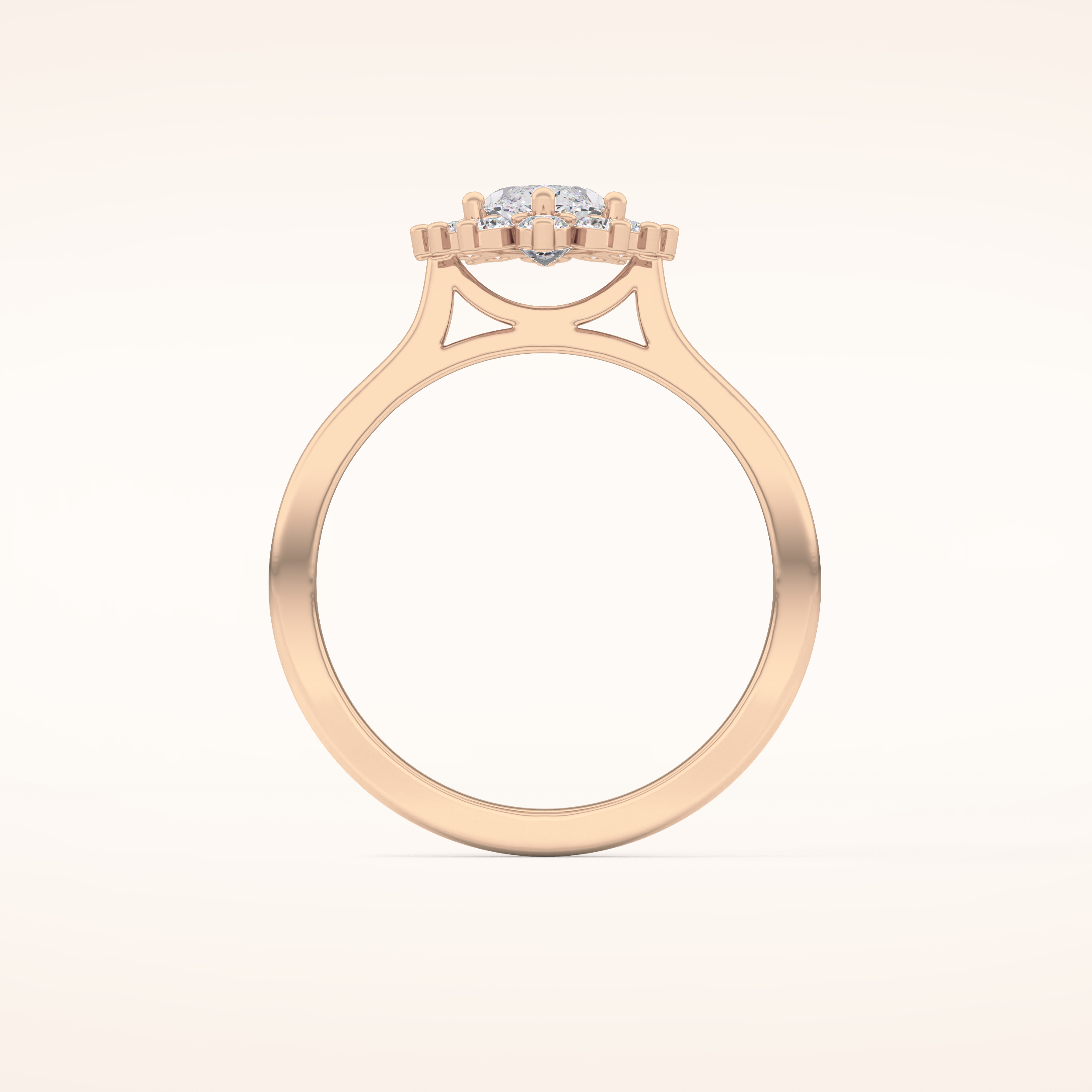 0.82 CT Marquise Shaped Halo Moissanite Engagement Ring