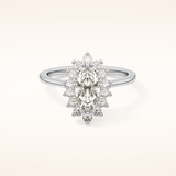 0.82 CT Marquise Shaped Halo Moissanite Engagement Ring