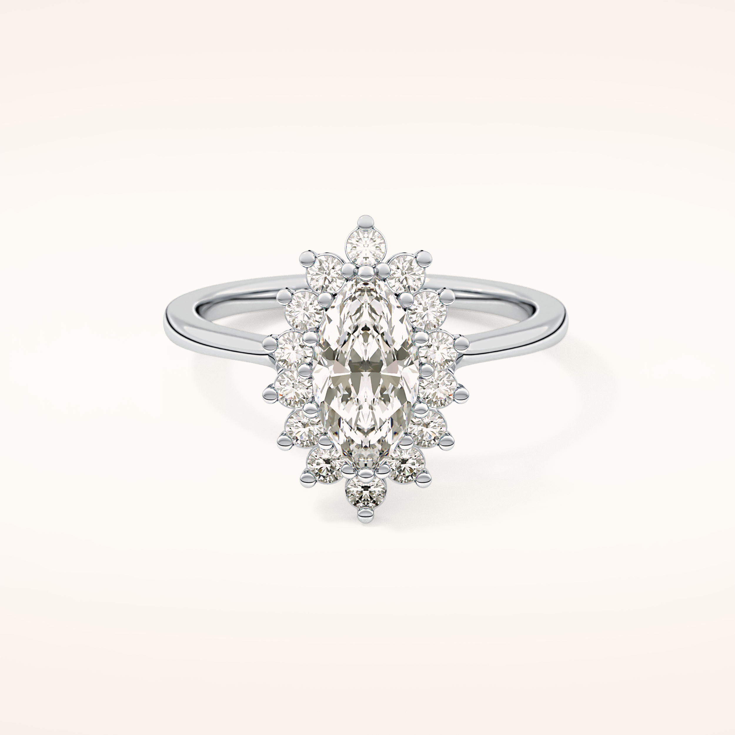 0.82 CT Marquise Shaped Halo Moissanite Engagement Ring
