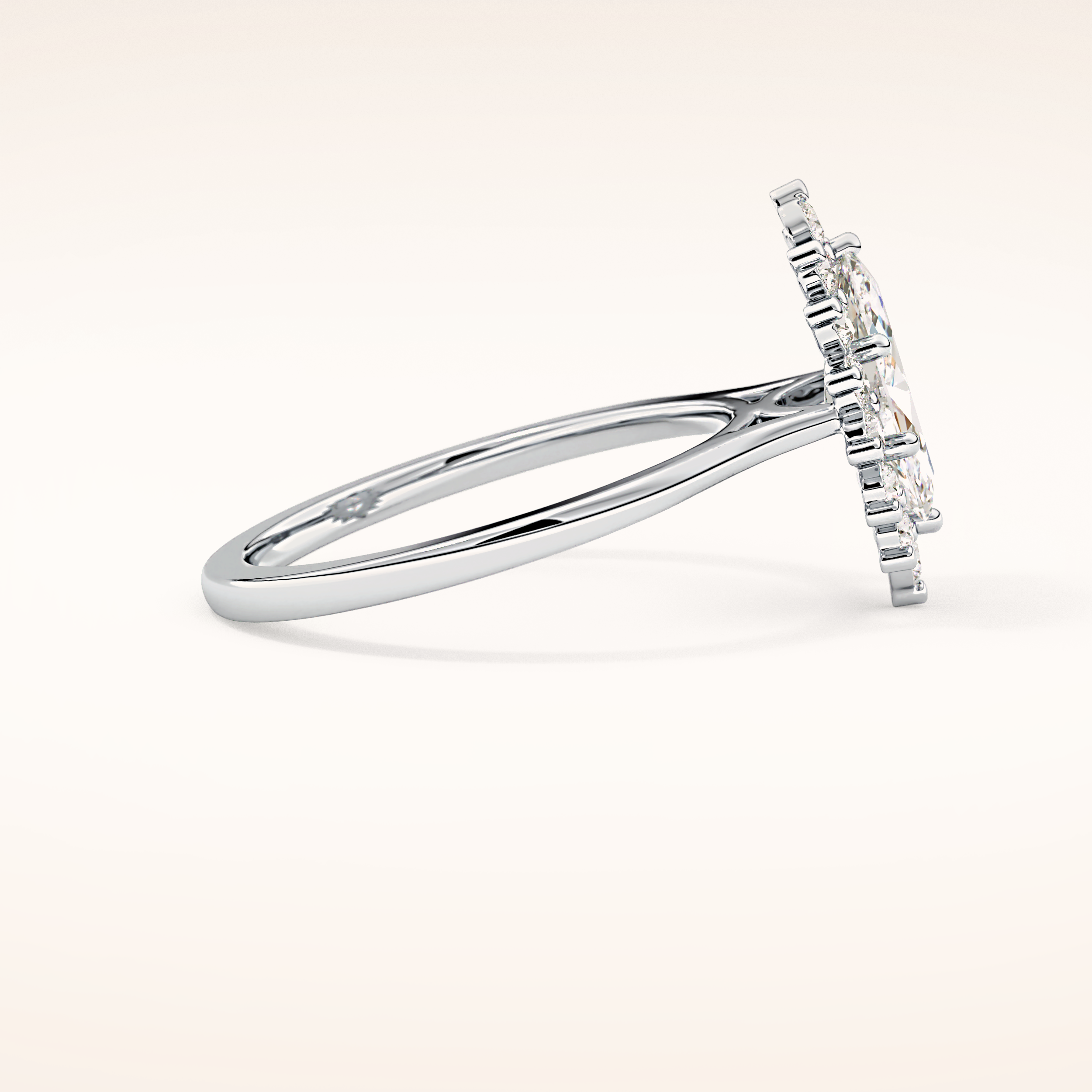 0.82 CT Marquise Shaped Halo Moissanite Engagement Ring