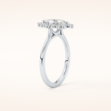 0.82 CT Marquise Shaped Halo Moissanite Engagement Ring