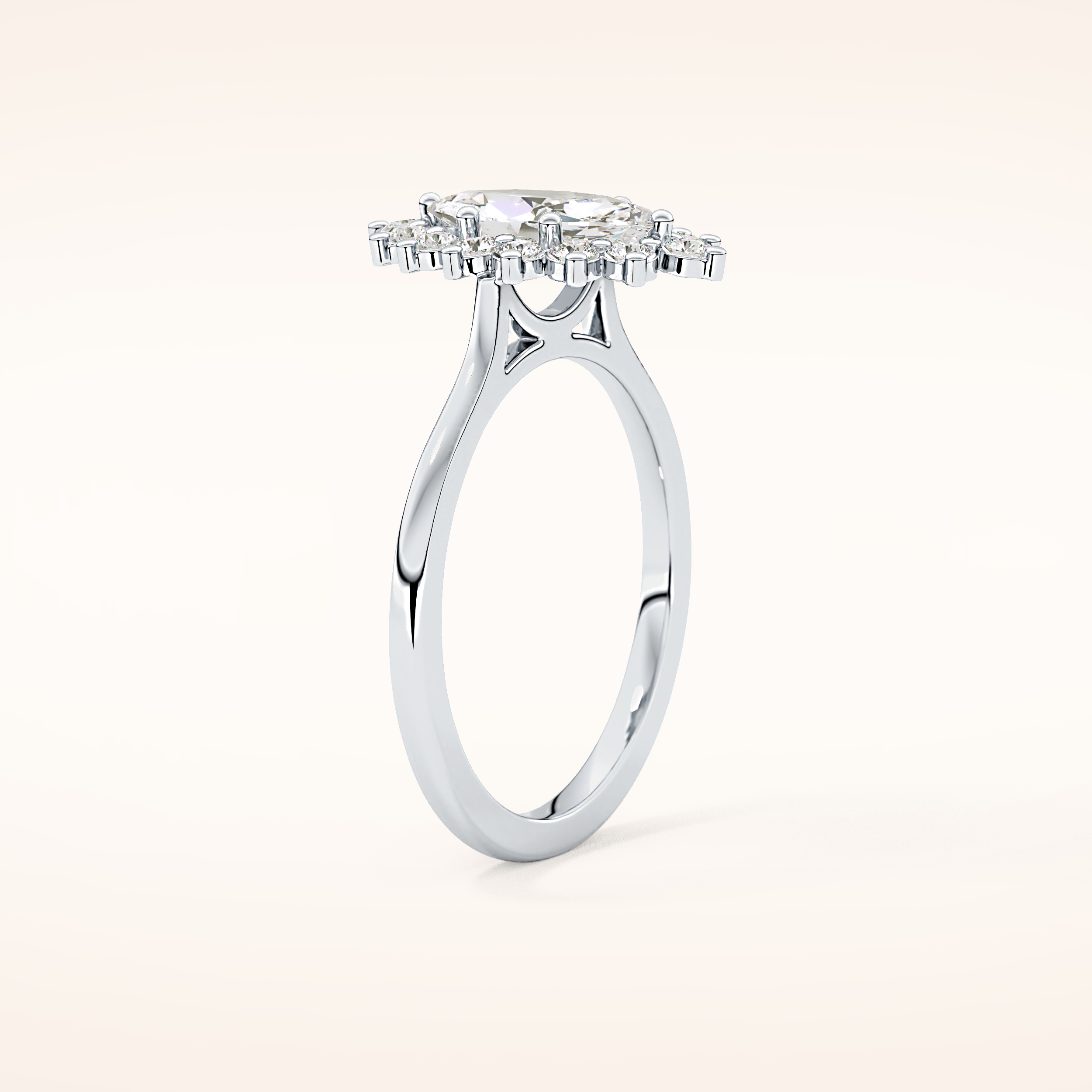 0.82 CT Marquise Shaped Halo Moissanite Engagement Ring