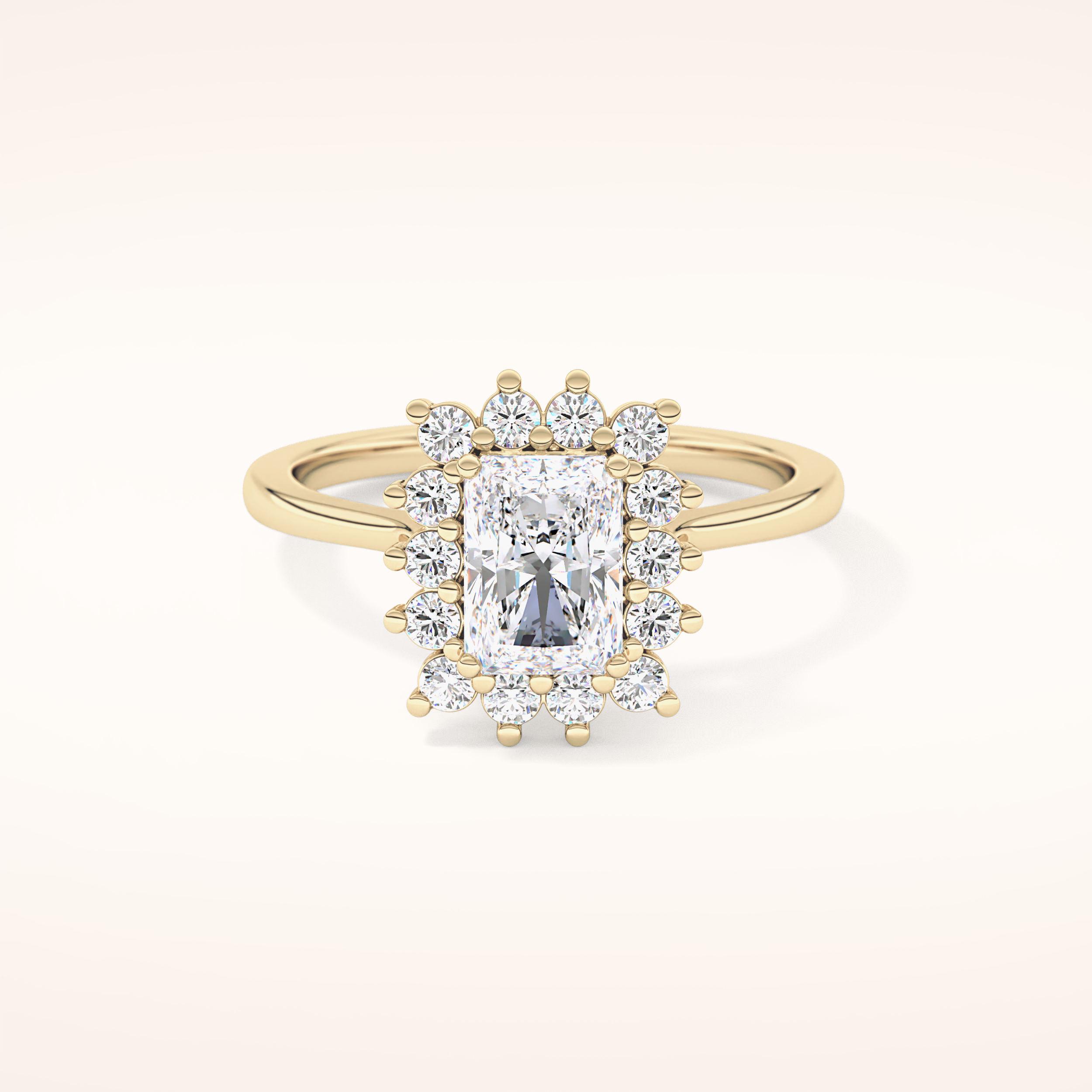 1.21 CT Radiant Shaped Halo Moissanite Engagement Ring