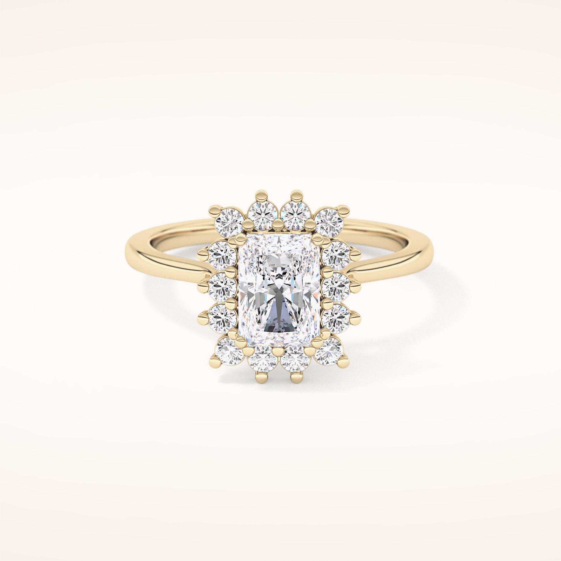 1.21 CT Radiant Shaped Halo Moissanite Engagement Ring