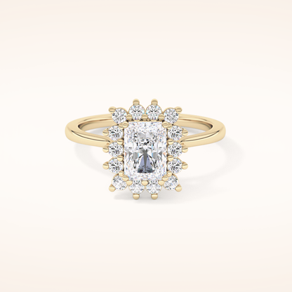 1.21 CT Radiant Shaped Halo Moissanite Engagement Ring