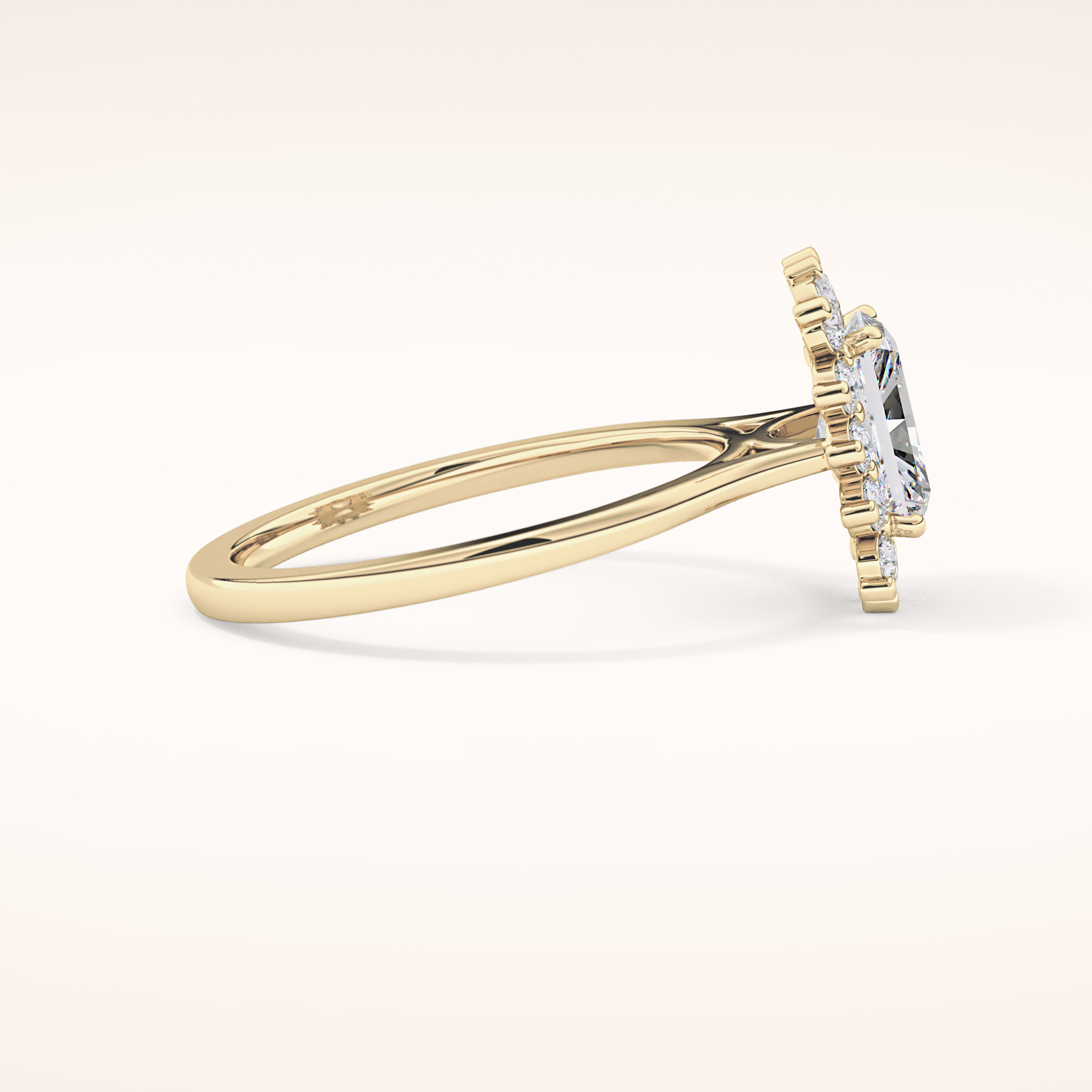 1.21 CT Radiant Shaped Halo Moissanite Engagement Ring