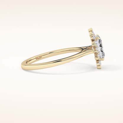 1.21 CT Radiant Shaped Halo Moissanite Engagement Ring