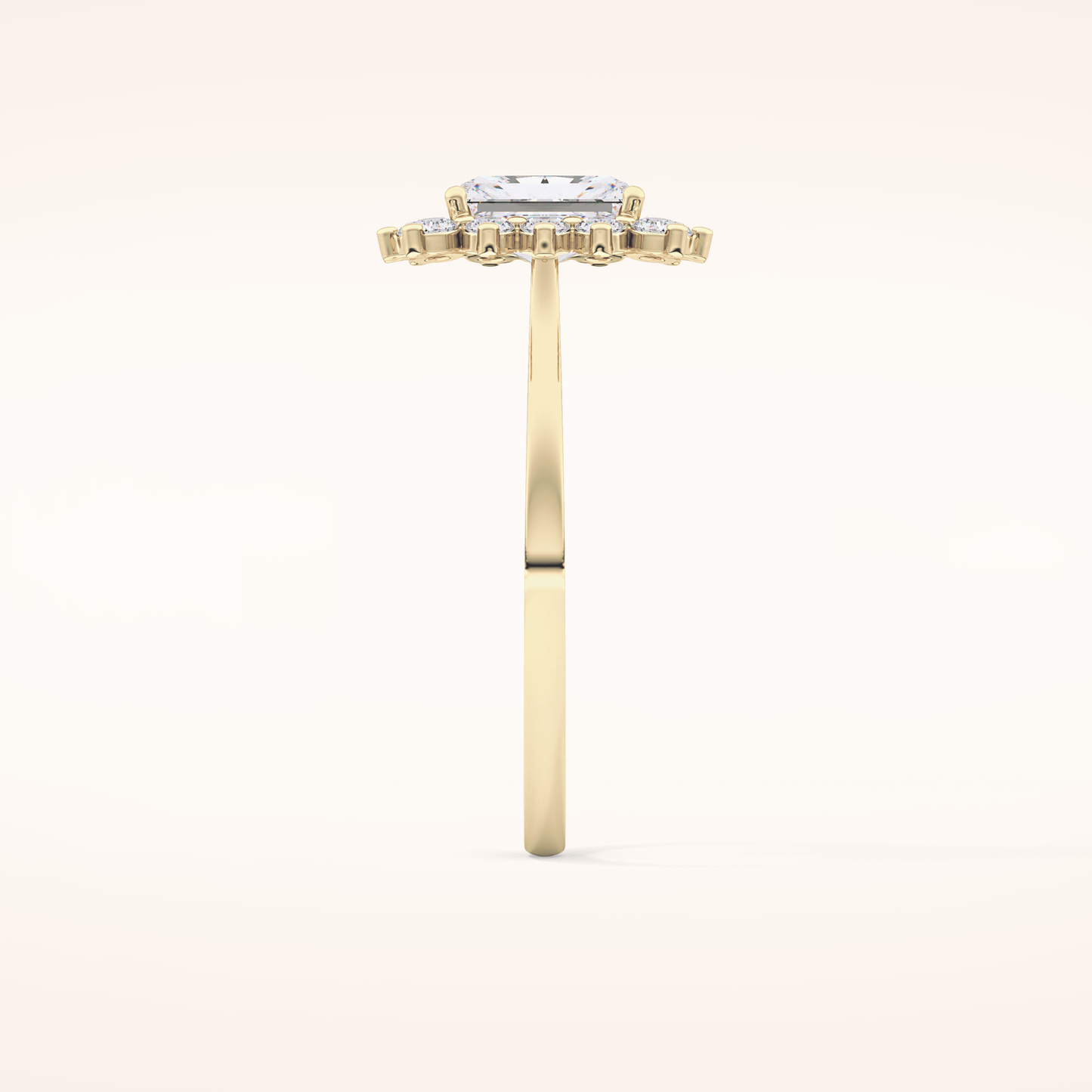 1.21 CT Radiant Shaped Halo Moissanite Engagement Ring