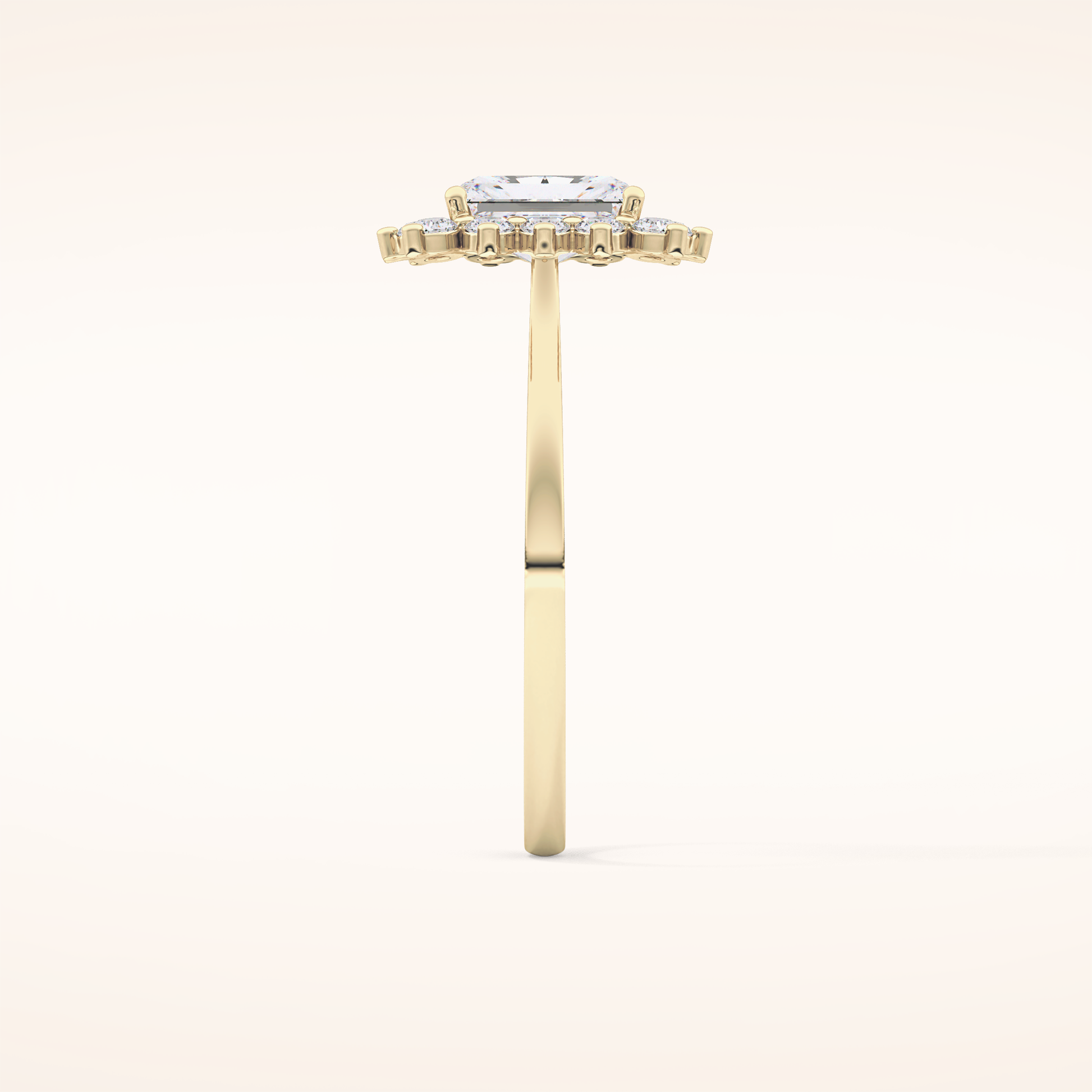 1.21 CT Radiant Shaped Halo Moissanite Engagement Ring