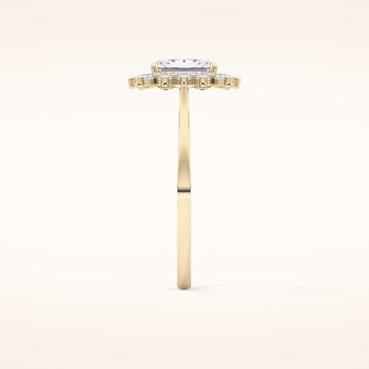 1.21 CT Radiant Shaped Halo Moissanite Engagement Ring