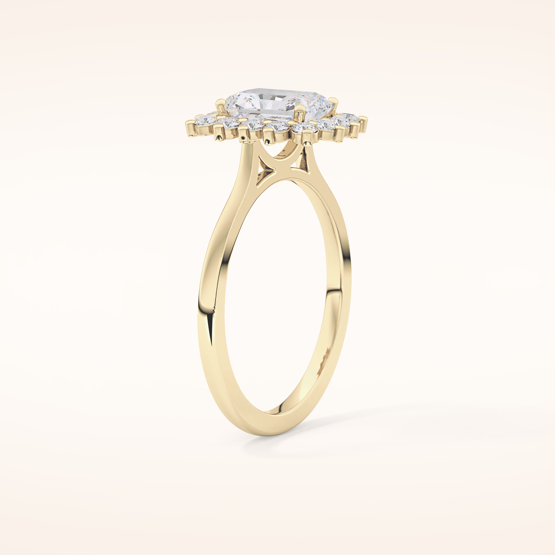 1.21 CT Radiant Shaped Halo Moissanite Engagement Ring