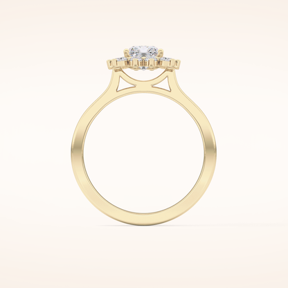 1.21 CT Radiant Shaped Halo Moissanite Engagement Ring