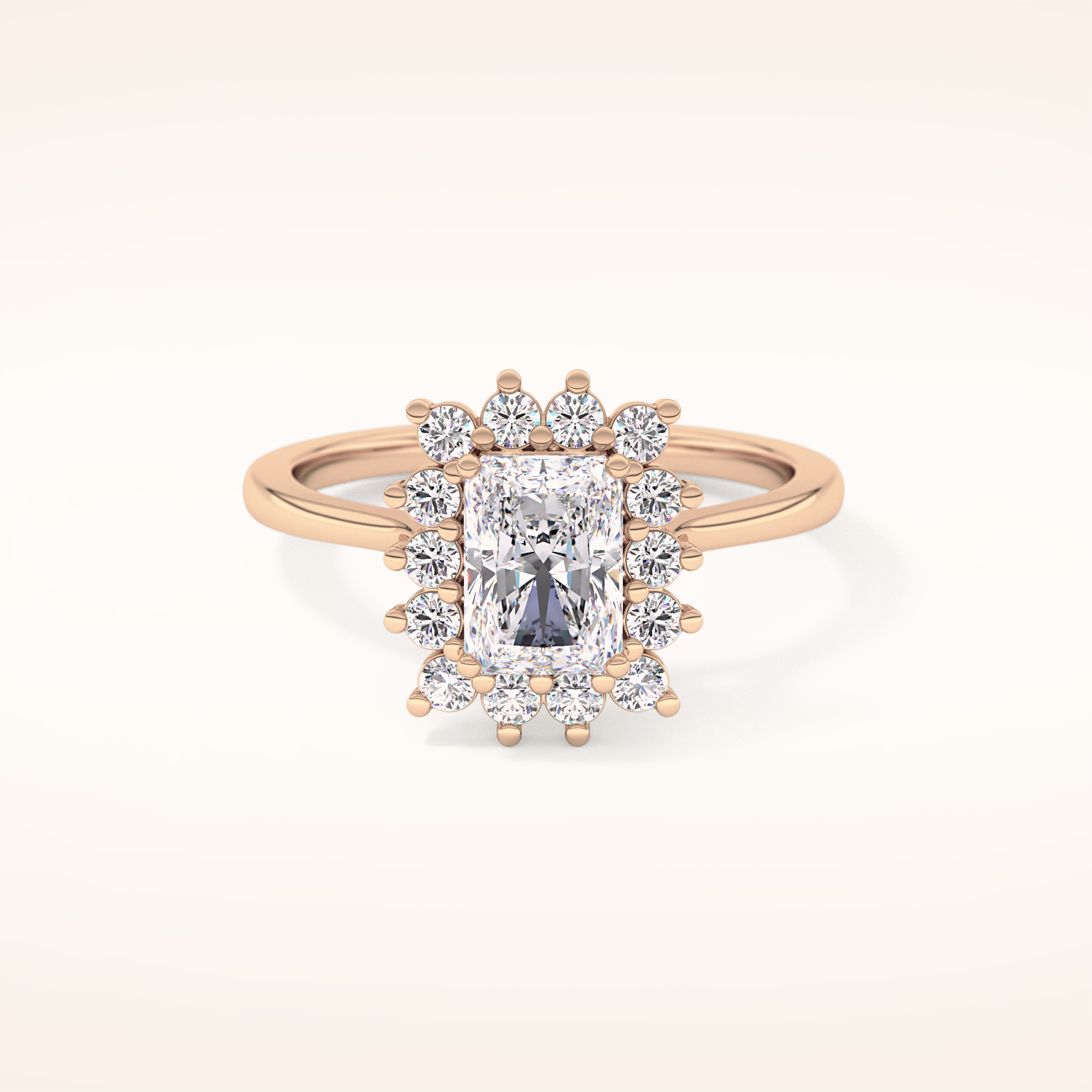 1.21 CT Radiant Shaped Halo Moissanite Engagement Ring