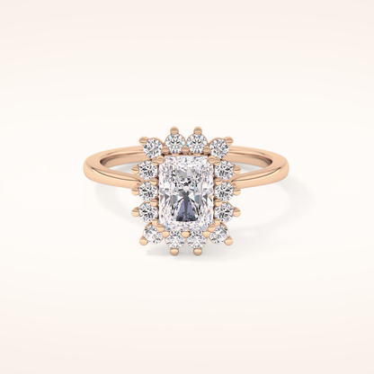 1.21 CT Radiant Shaped Halo Moissanite Engagement Ring