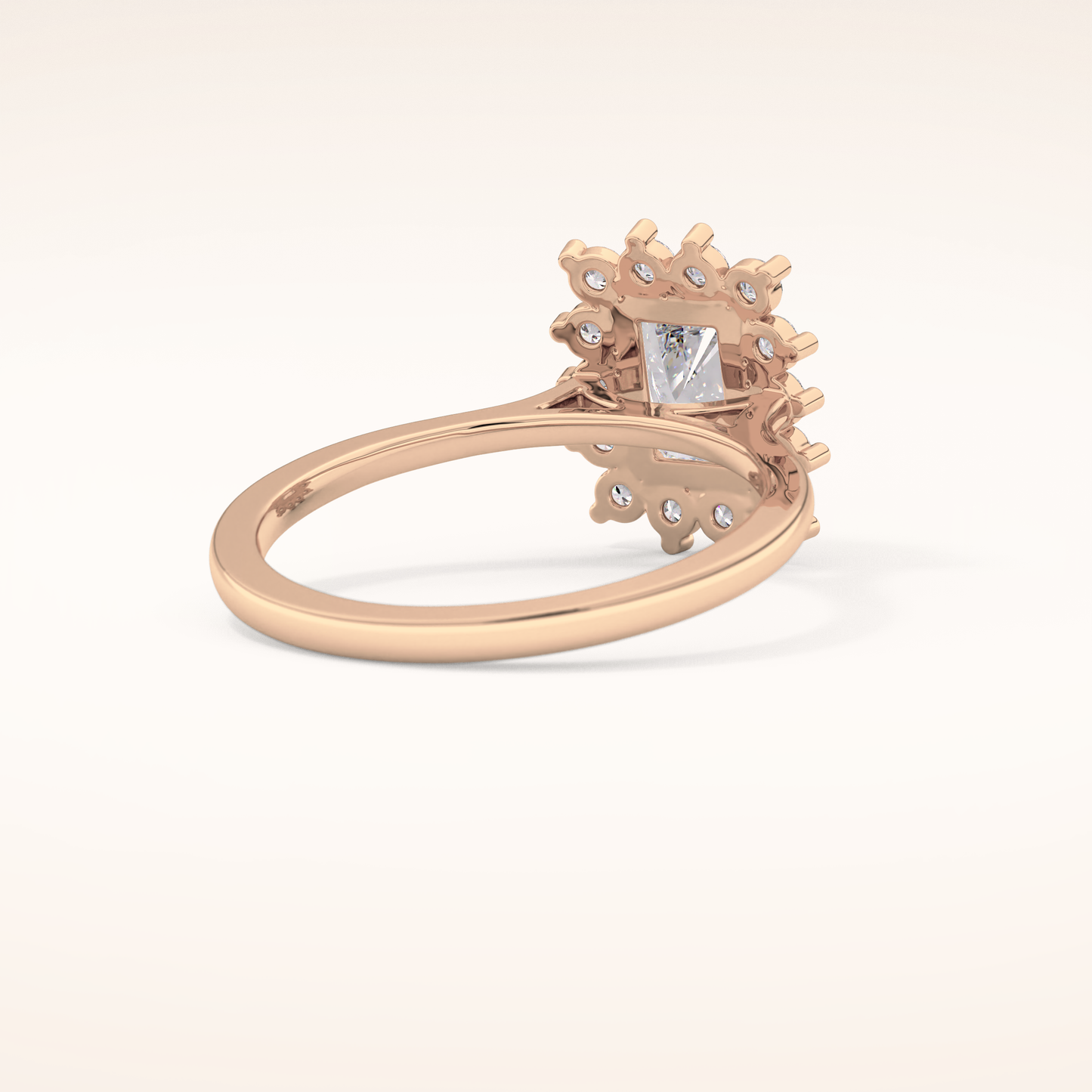 1.21 CT Radiant Shaped Halo Moissanite Engagement Ring