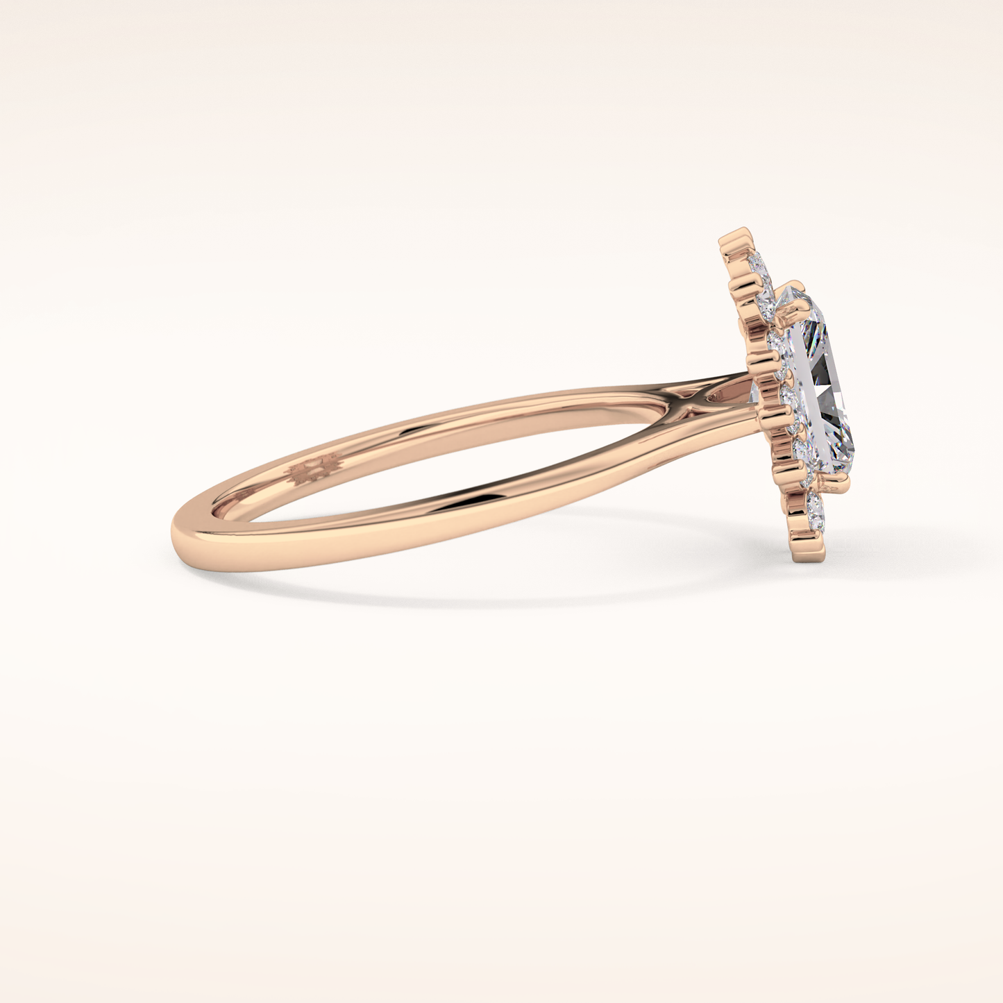 1.21 CT Radiant Shaped Halo Moissanite Engagement Ring