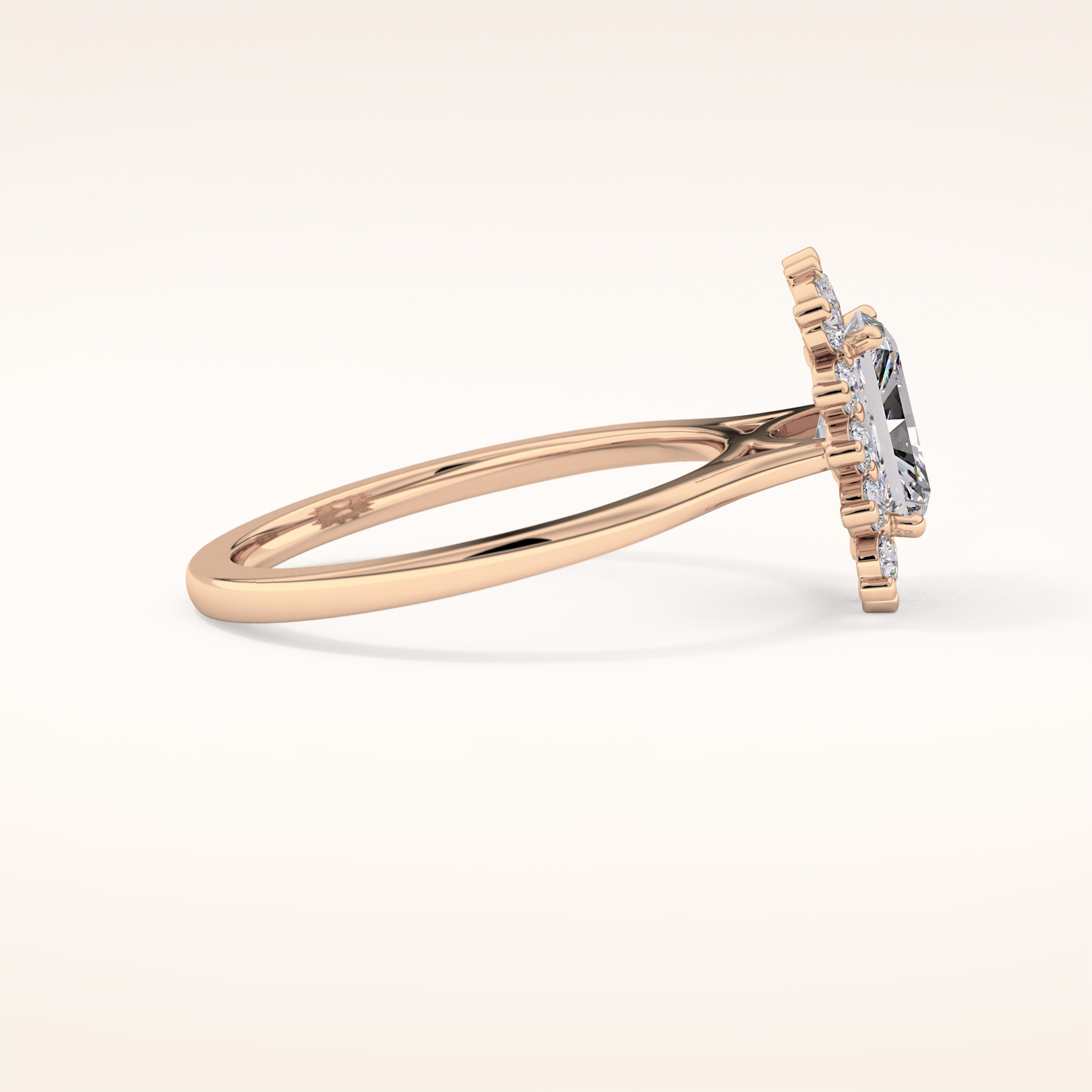 1.21 CT Radiant Shaped Halo Moissanite Engagement Ring