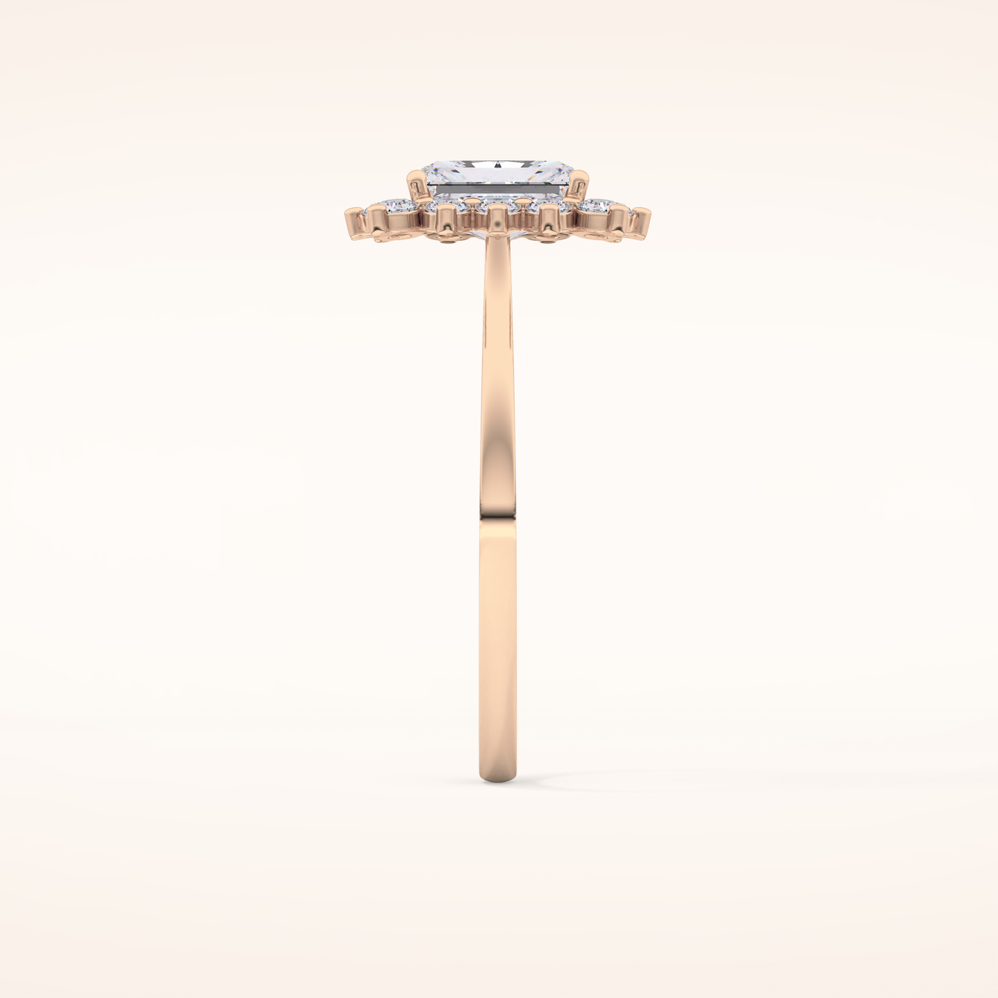 1.21 CT Radiant Shaped Halo Moissanite Engagement Ring