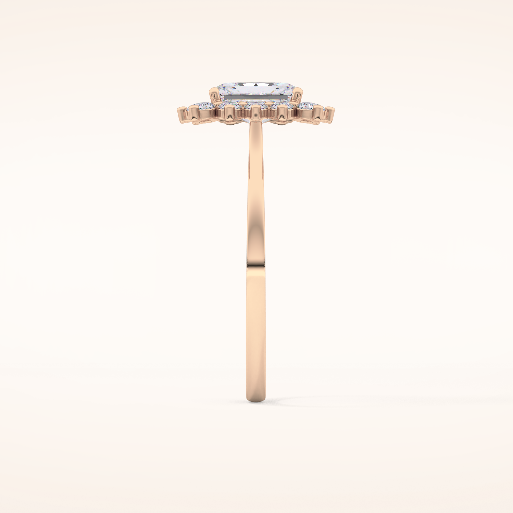 1.21 CT Radiant Shaped Halo Moissanite Engagement Ring