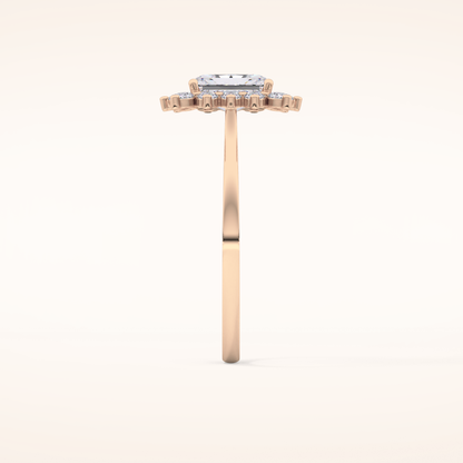 1.21 CT Radiant Shaped Halo Moissanite Engagement Ring