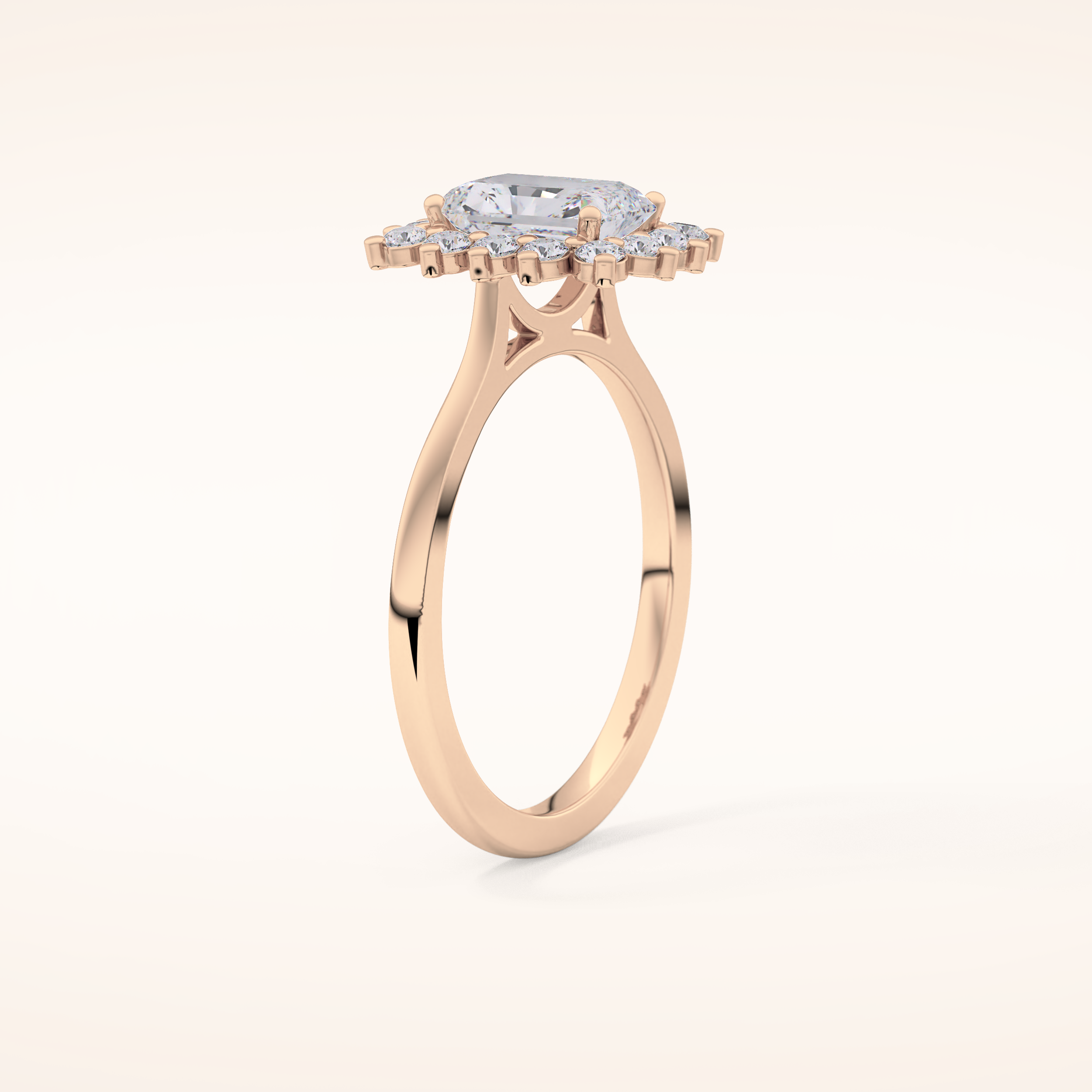 1.21 CT Radiant Shaped Halo Moissanite Engagement Ring