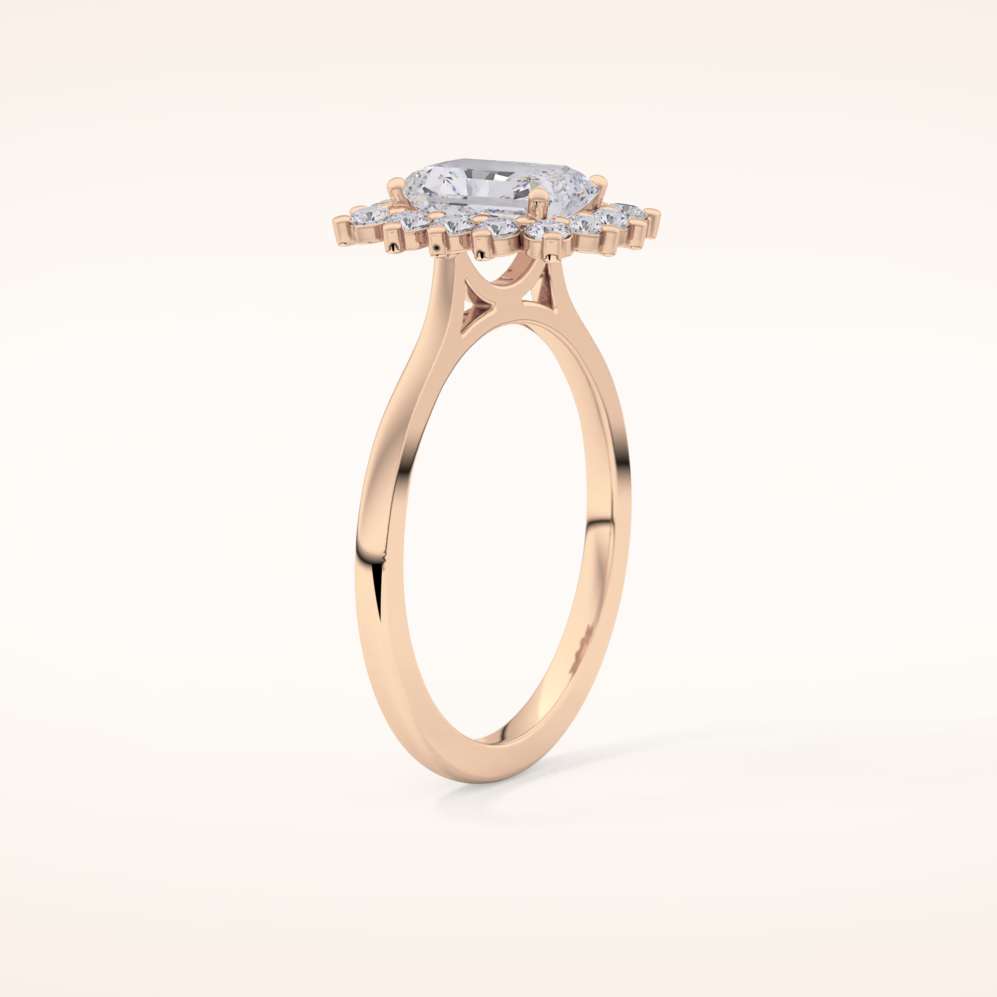 1.21 CT Radiant Shaped Halo Moissanite Engagement Ring