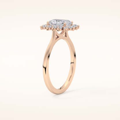 1.21 CT Radiant Shaped Halo Moissanite Engagement Ring