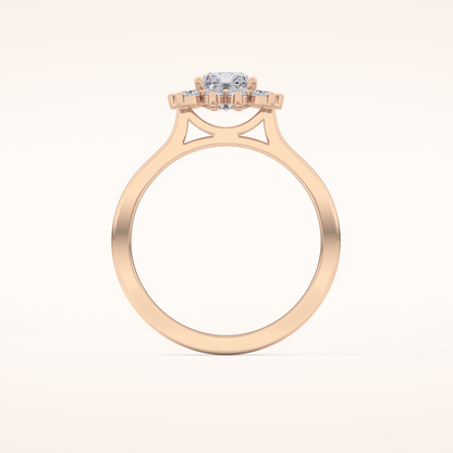 1.21 CT Radiant Shaped Halo Moissanite Engagement Ring