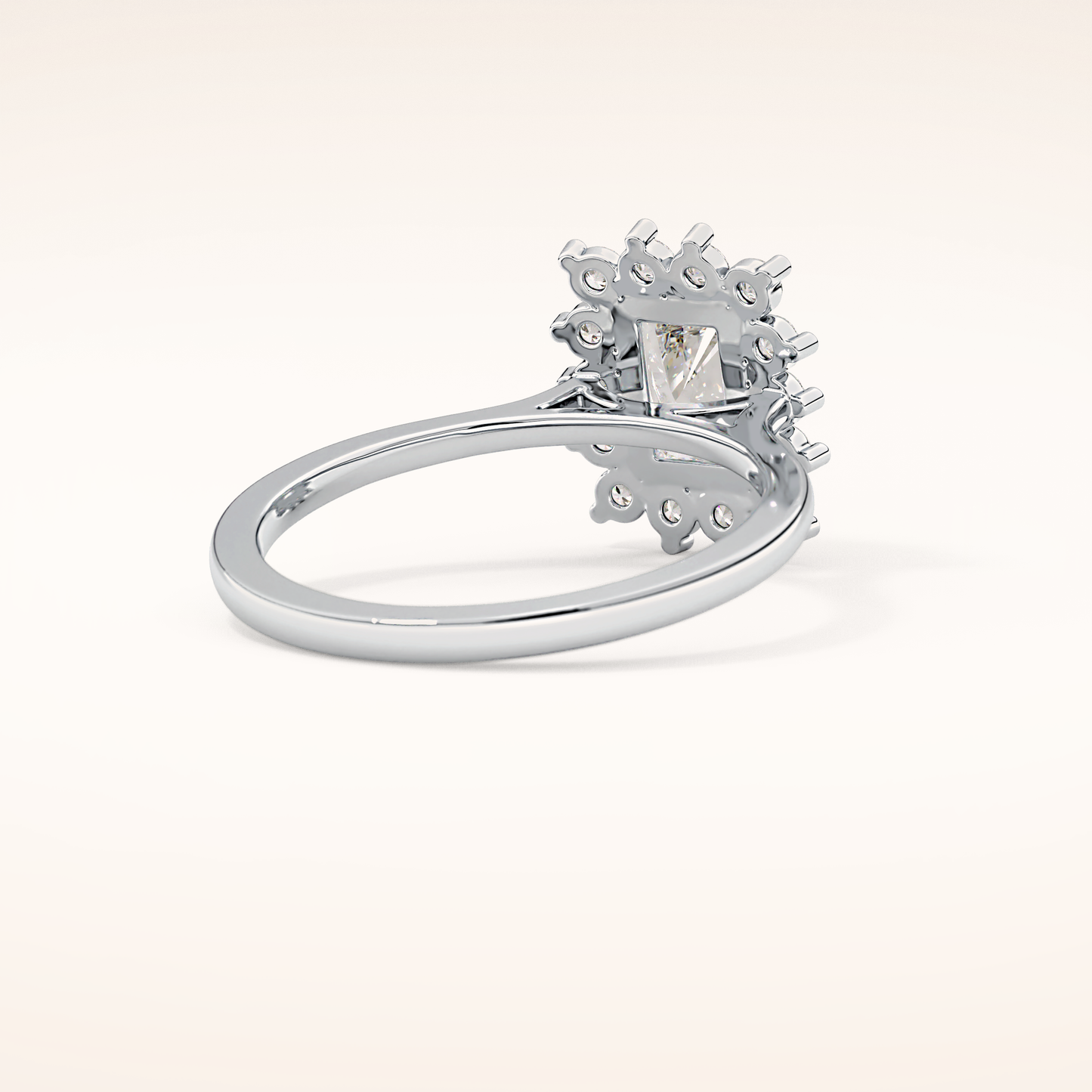 1.21 CT Radiant Shaped Halo Moissanite Engagement Ring