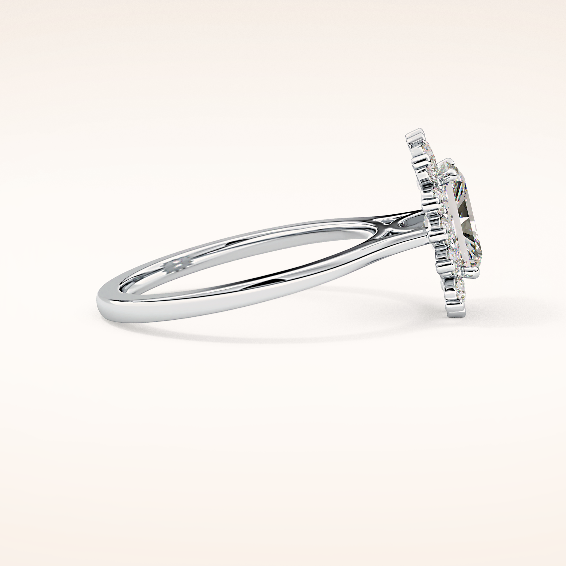 1.21 CT Radiant Shaped Halo Moissanite Engagement Ring