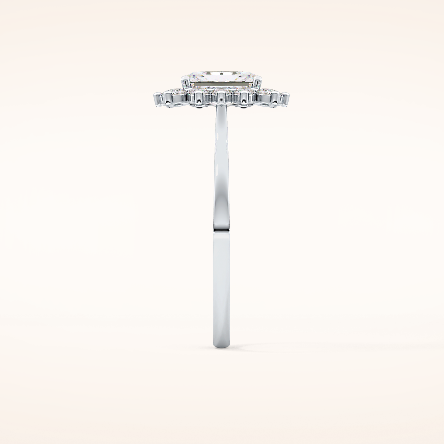 1.21 CT Radiant Shaped Halo Moissanite Engagement Ring