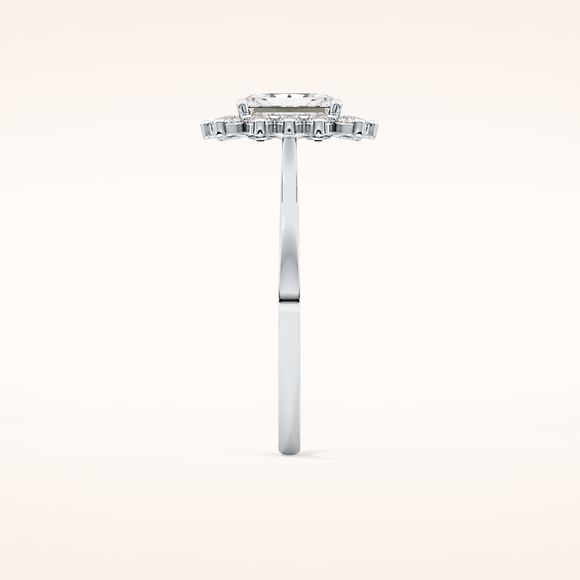 1.21 CT Radiant Shaped Halo Moissanite Engagement Ring