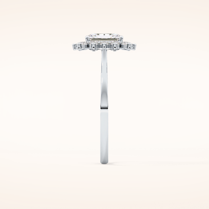 1.21 CT Radiant Shaped Halo Moissanite Engagement Ring