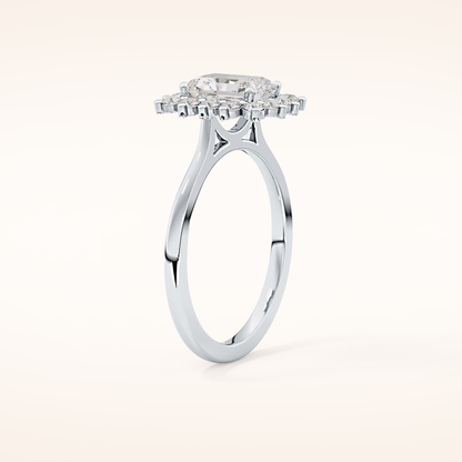 1.21 CT Radiant Shaped Halo Moissanite Engagement Ring