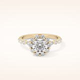 1.03 CT Round Shaped Halo & Pave Moissanite Engagement Ring