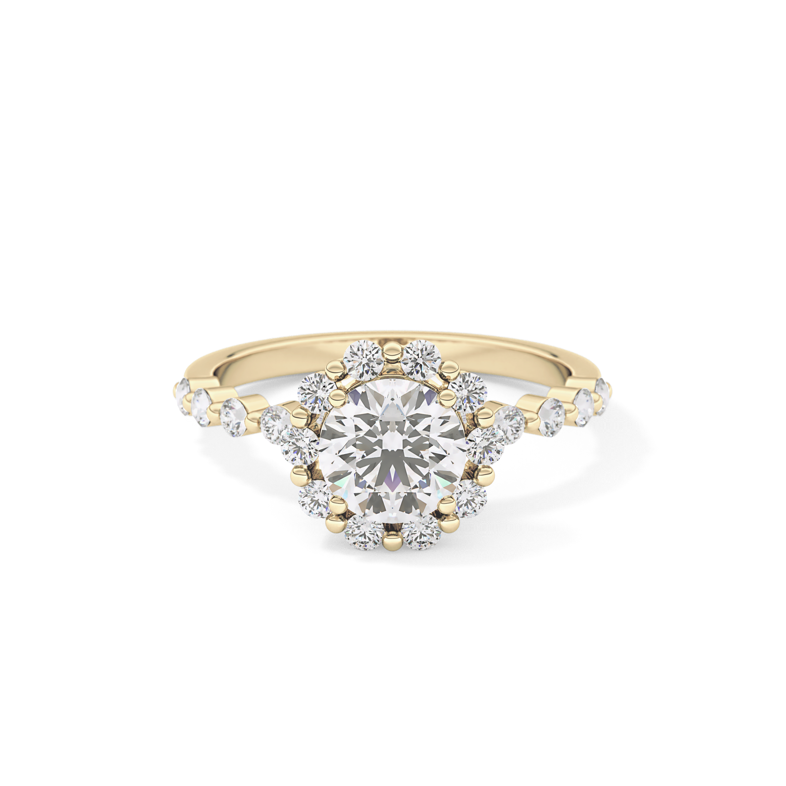 Round Halo & Pave Lab Grown Diamond Engagement Ring