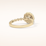 1.03 CT Round Shaped Halo & Pave Moissanite Engagement Ring