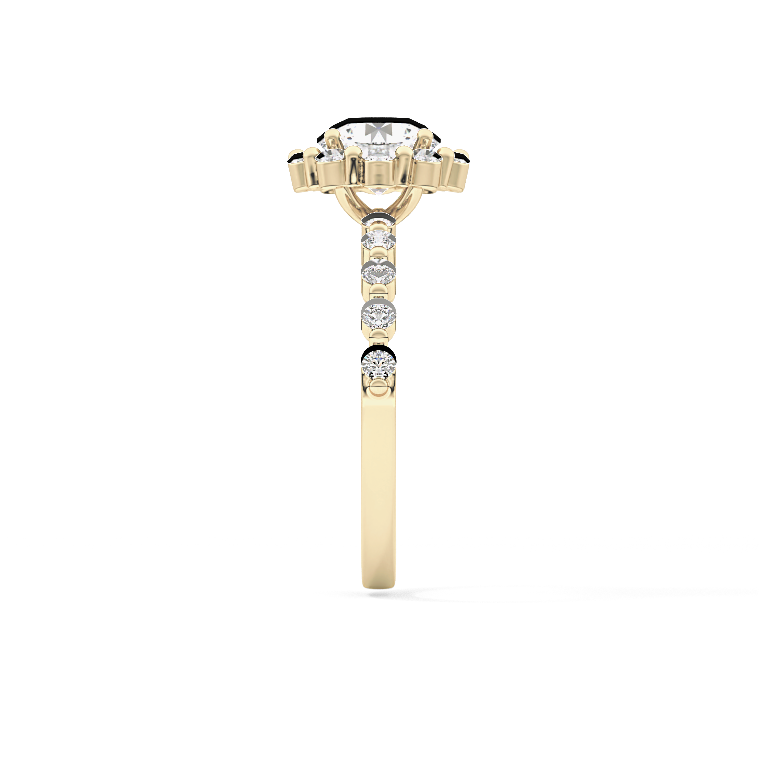 Round Halo & Pave Lab Grown Diamond Engagement Ring