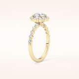 1.03 CT Round Shaped Halo & Pave Moissanite Engagement Ring