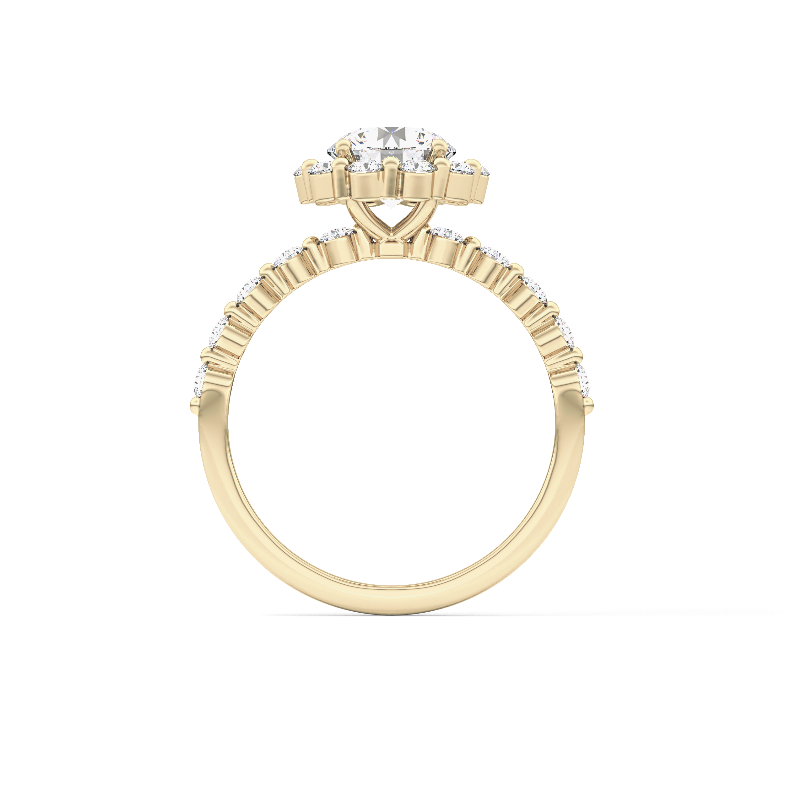 Round Halo & Pave Lab Grown Diamond Engagement Ring