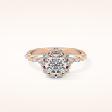 1.03 CT Round Shaped Halo & Pave Moissanite Engagement Ring