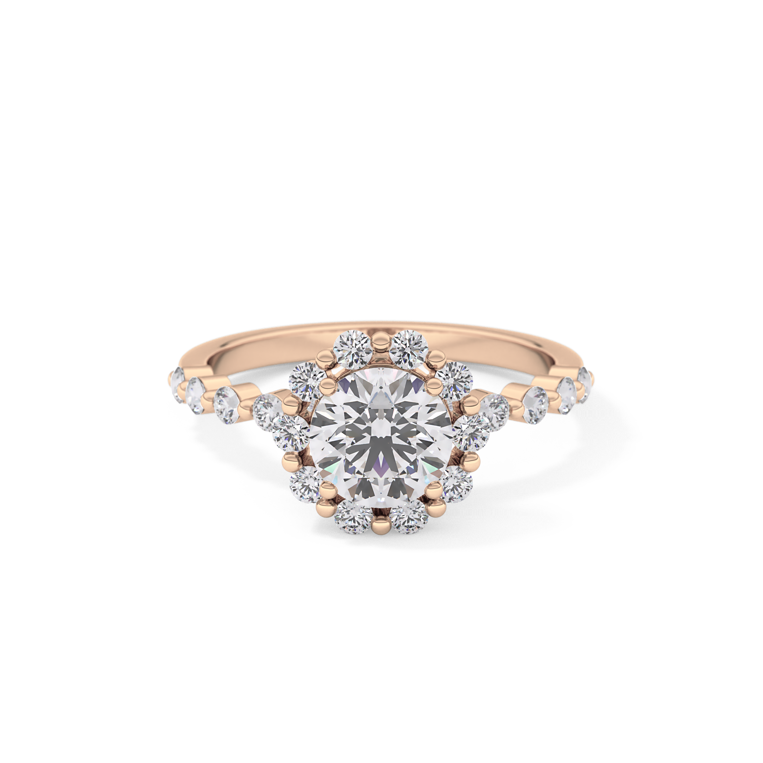 Round Halo & Pave Lab Grown Diamond Engagement Ring