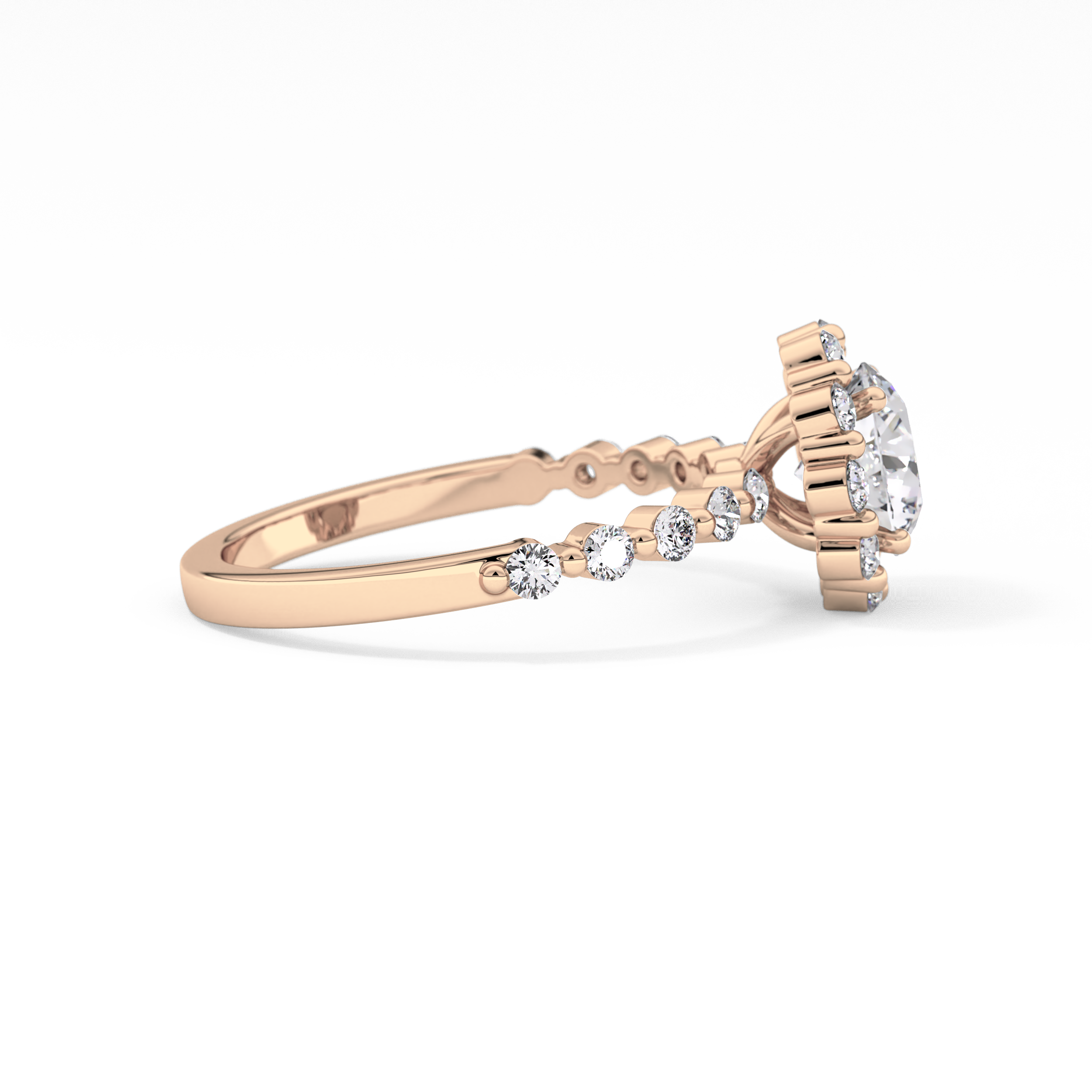 Round Halo & Pave Lab Grown Diamond Engagement Ring