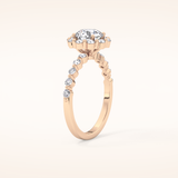 1.03 CT Round Shaped Halo & Pave Moissanite Engagement Ring