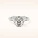 1.03 CT Round Shaped Halo & Pave Moissanite Engagement Ring