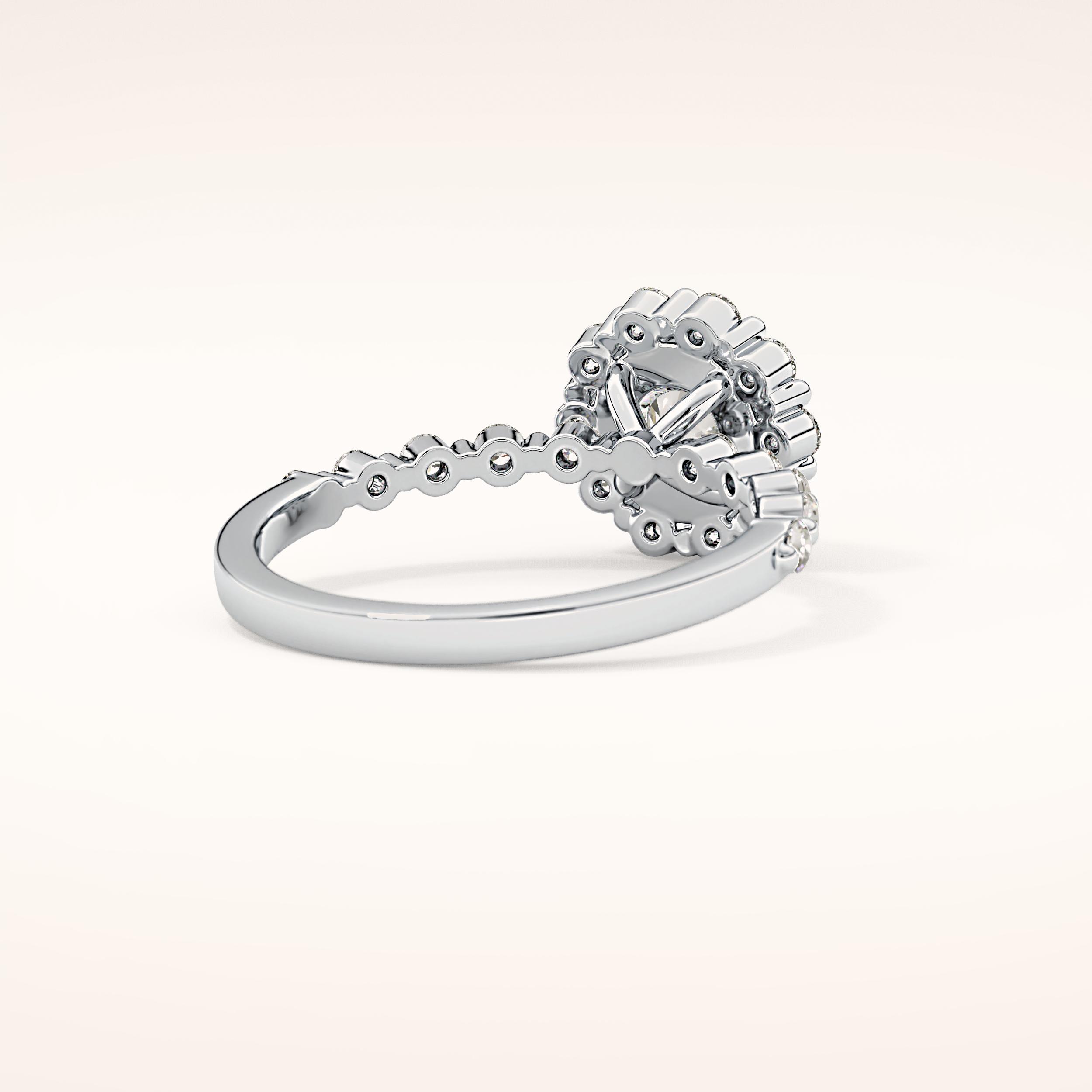 1.03 CT Round Shaped Halo & Pave Moissanite Engagement Ring