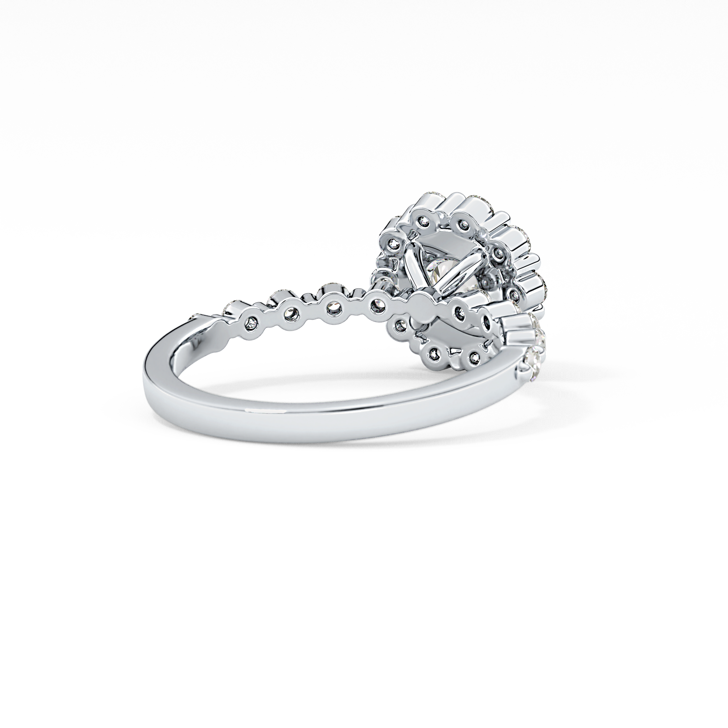 Round Halo & Pave Lab Grown Diamond Engagement Ring